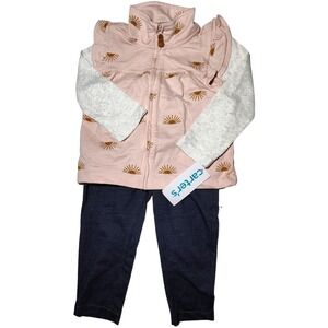 Carter's Baby Girl 24 Mos 3pc Pants Bodysuit‎ Vest Outfit Set Jean Leggings NWT